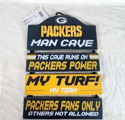 Green Bay Packers FOCO Man Cave 4 Panel Wood Hanging Sign NFL Wall Decor NWT