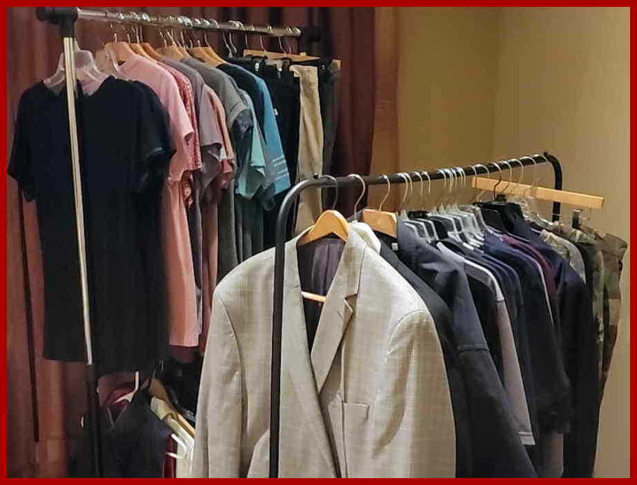Vintage and secondhand clothing arranged on clothing racks