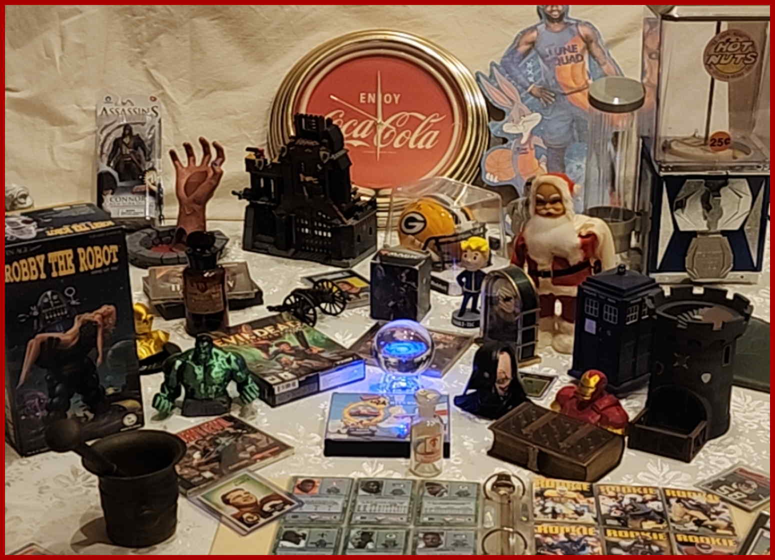 Collectibles, toys, pop culture items, small decor and odd finds on display